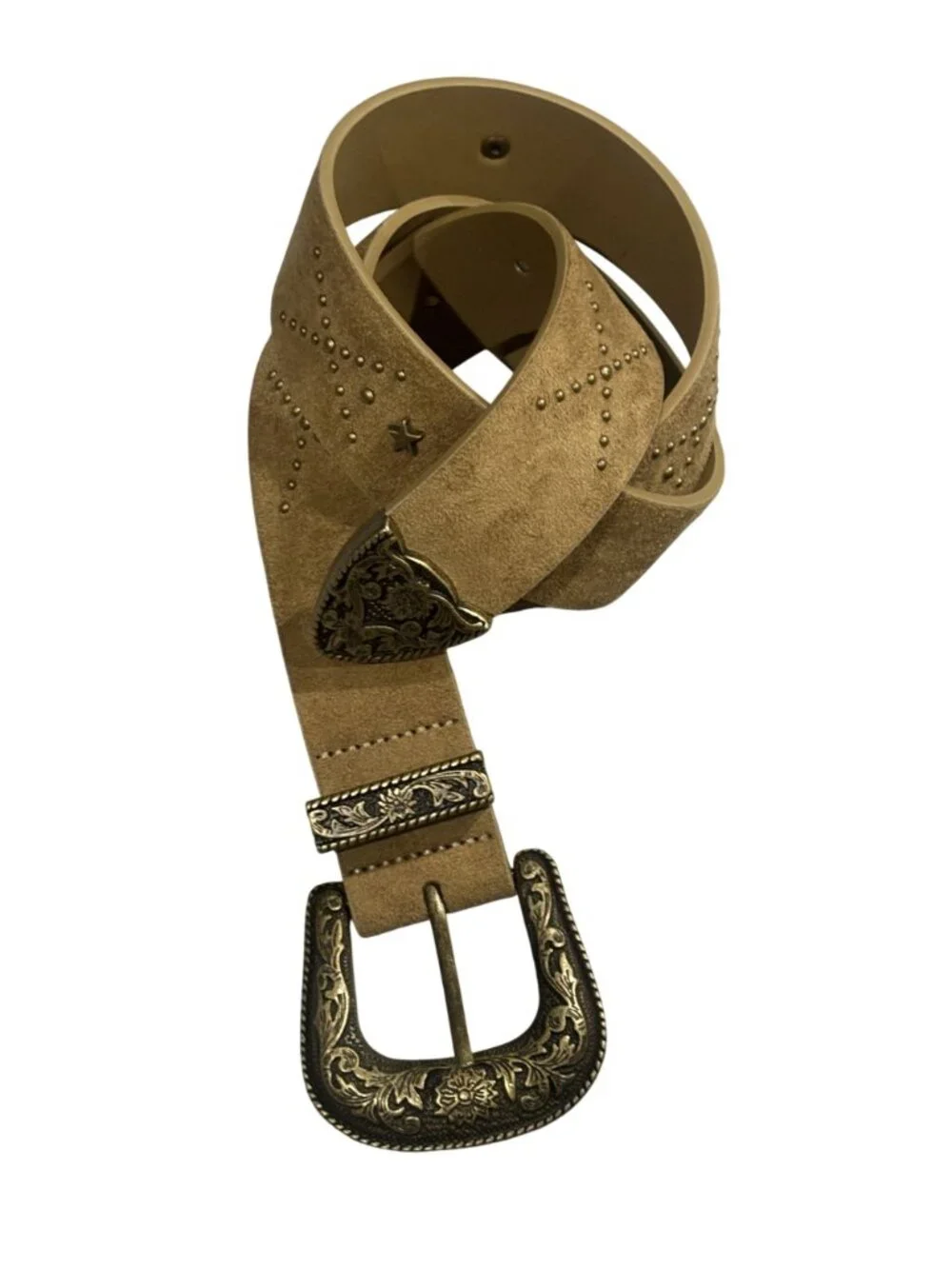 Miss Sixty Stud Embellished Suede Western Belt in Brown